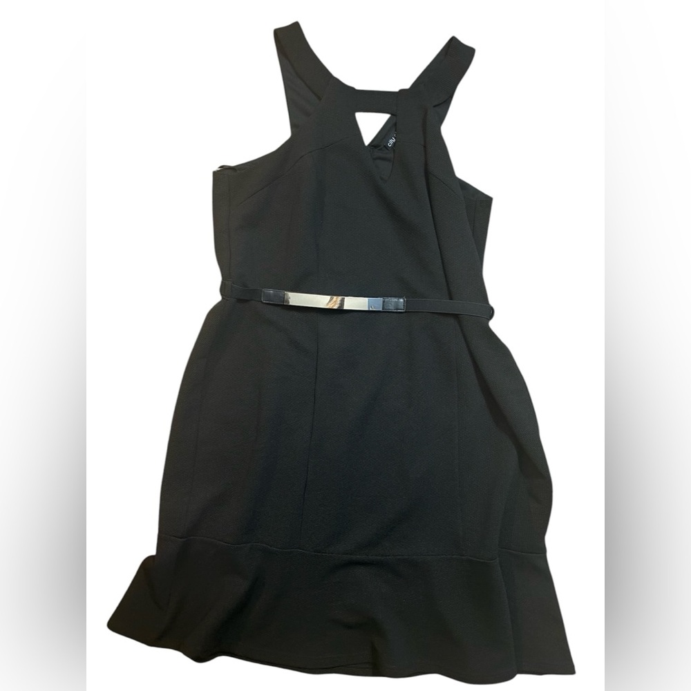EUC City chic belted black dress